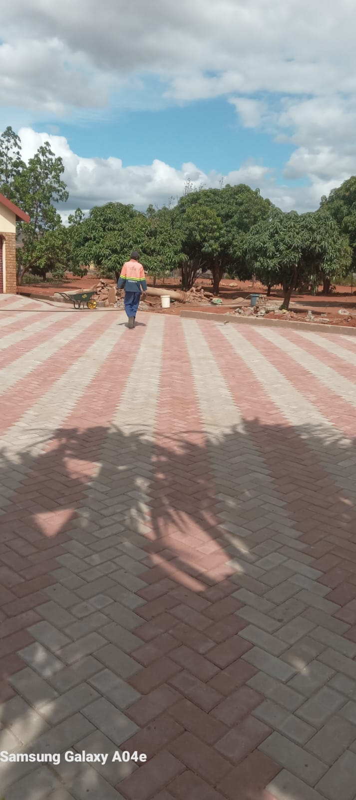 Stone patio with outdoor seating area