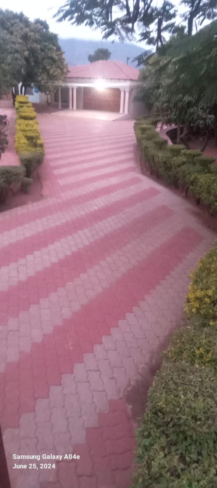 Stone patio with outdoor seating area