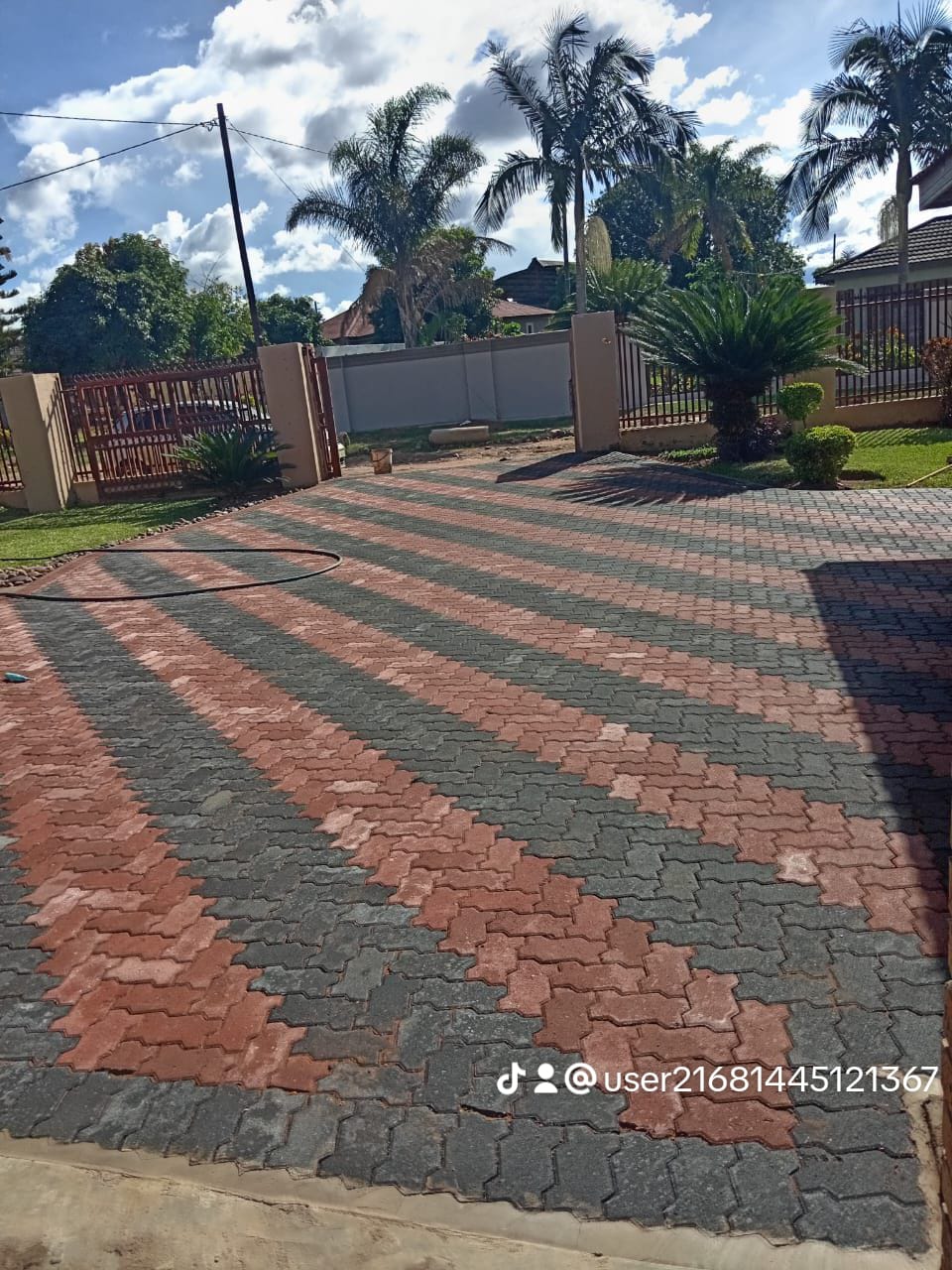 Stone patio with outdoor seating area